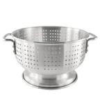 image of CAC China ALCL-08SH Colander, 8 qt., 12" dia., Round, Flat Handles, Footed, Aluminum