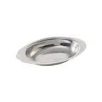 image of CAC China AUDS-12 Oval Au Gratin Dish, 12 oz, Scallop Handles, Oven‑Safe Stainless Steel Mirror