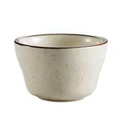 image of CAC China AZ-4 Bouillon Cup, 7-1/4 oz, 4" Dia x 2-1/2" H, Ceramic, Brown Rim, White Finish - 1 Dozen