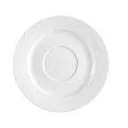 image of CAC China BST-2 Boston Cup Saucer, 6" Dia x ½" H Round Embossed Porcelain, Super White - 1 Dozen