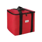 image of CAC China BTCA-1212R Insulated Food Delivery Bag, 12"x12"x12", Zipper Lid, Water-Resistant Nylon, Black/Cherry