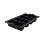 image of CAC China BTCB-4P Cutlery Bin / Flatware Holder, 4-Compartment Polypropylene Black Utensil Organizer