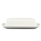 image of CAC China BTD-8 Butter Dish Set, Porcelain 8-1/4" x 4-1/4" x 3/4" Dish with Cover, Safe - Set