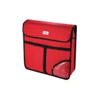 image of CAC China BTPZ-0518R BagTec® Pizza Delivery Bag, 18" x 18" x 5", Red Insulated Water-Resistant Nylon with Reinforced Strap and Steam Outlet