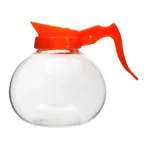 image of CAC China BVCD-64OR-G Coffee Decanter, 64oz Glass, Ergonomic Spout & Handle, Orange