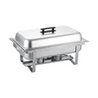 image of CAC China CAFR-101 Modish 8 Qt Rectangular Chafing Dish, Stainless Steel, Frame, Lid Hooks - Set