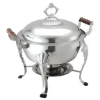image of CAC China CAFR-303 Chafing Dish, 6 qt Stainless Steel, Decorative Lid, Wood Handles, Legs - Set