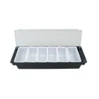 image of CAC China CDHL-6 6‑Compartment Condiment Bar, Ice‑Fillable Base, Black, BPA‑Free, NSF Certified