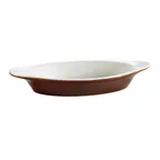 image of CAC China COA-8-BWN Rarebit Baking Dish, 8 oz (8‑3/4" L x 5" W x 1" H) Ceramic, Brown White - 1 Dozen