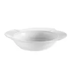 image of CAC China COL-120 - 30 oz 11½" Flower Porcelain Bowl with Handle & Cover, White, Dishwasher Safe - Set