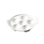 image of CAC China ESD-8 Escargot Plate, 8½" x 7¼" x 1¼" Porcelain, Super White, Dishwasher Safe - 1 Dozen