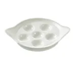 image of CAC China ESD-9 Escargot Plate, 8" Round Porcelain, White, 2 Handles, Dishwasher Safe - 1 Dozen