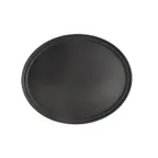 image of CAC China FGTO-2722BK Non-Slip Oval Serving Tray, 27" x 22", Fiberglass, Black, NSF Certified