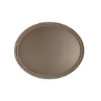 image of CAC China FGTO-2722BN Oval Non-Slip Serving Tray, 27" x 22", Fiberglass, Brown