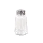 image of CAC China G4PS-1M Salt Pepper Shaker, 1 oz Glass with Steel Mushroom Top, Paneled - 1 Dozen