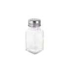 image of CAC China G6SQ-2M Square Salt Pepper Shaker, 2 oz Glass Jar with Stainless Steel Top - 1 Dozen