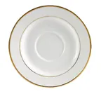 image of CAC China GRY-2 Round Saucer, 5-3/4" Dia x 3/4" H, Porcelain, Gold Band Super White Finish - 1 Dozen