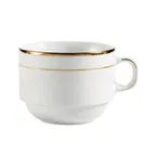 image of CAC China GRY-23 8‑Oz Porcelain Cup, 3.5" Dia x 2.625" H, Gold Band Finish - 1 Dozen