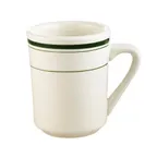 image of CAC China GS-17 Greenbrier Ventura 8‑oz Mug, 3.125" Dia x 4" H, Ceramic, Green Band/White - 1 Dozen