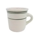 image of CAC China GS-38 8‑Oz Ceramic Mug, 3‑3/8" Dia x 3‑1/2" H, Green Band/American White Finish - 1 Dozen