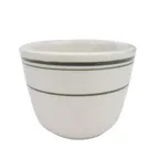 image of CAC China GS-45 Greenbrier Tea Cup, 4.5 oz, Ceramic, Green Band/American White - 1 Dozen