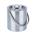 image of CAC China ICBS-66 Stainless Steel Ice Bucket, 66 oz., Double-Wall, Handled, with Cover, Silver