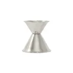 image of CAC China JG10-150 Stainless Steel Jigger, 1 oz. x 1-1/2 oz., Rolled Edge