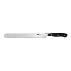 image of CAC China KFBR-100 Scharfe Bread Knife, 10" High-Carbon Steel, Forged, Full Tang, Black Handle