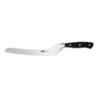 image of CAC China KFBR-75 Scharfe Bread Knife, 7-1/2" Offset, Forged, Tang, High-Carbon Steel, Black Handle
