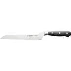 image of CAC China KFBR-G81 Schnell Bread Knife, 8-3/8" Offset, Forged, High-Carbon Steel Blade, Black Handle