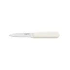 image of CAC China KPHD-3 Paring Knife, 3" Pointed Tip, White Plastic Handle, Precision Kitchen Cutlery
