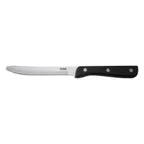 image of CAC China KPSK-50F Steak Knife, 5" Stainless Steel Blade, Black Plastic Handle, 1 Dozen