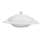 image of CAC China KSE-208 Square 8" Pasta Bowl with Cover, 10 oz Super White Porcelain, Oven Safe - Set