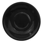 image of CAC China LV-2-BLK Round Saucer, 6" Dia x 1" H, Black Stoneware, Rolled Edge, Dishwasher Safe - 1 Dozen