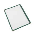 image of CAC China MCP1-911GN Menu Cover - 8-1/2" x 11" Vinyl Booklet, Green Trim, Brass Corners, Double‑Sided