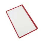 image of CAC China MCP1-914RD Menu Cover, 1-Pocket Vinyl Booklet, 8-1/2" x 14" Size, Red Trim, Brass Corners