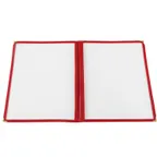 image of CAC China MCP2-911RD Menu Cover, 2-Pocket, 8-1/2" x 11", Brass Corners, Red Trim, Double‑Sided View