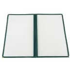 image of CAC China MCP2-914GN Menu Cover, 2-Pocket Vinyl, 8-1/2" x 14" Insert, Green Trim, Double-Sided View