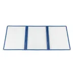 image of CAC China MCP3-911BL Menu Cover 3-Pocket Vinyl 8.5" x 11" Clear Double-Sided View Blue Trim