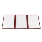image of CAC China MCP3-911BY Menu Cover - Vinyl, 8-1/2" x 11", Burgundy Trim, Brass Corners, Double-Sided View
