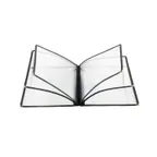 image of CAC China MCP6-911BK Menu Cover, 4-Pocket Vinyl Booklet, 8-1/2" x 11", Letter Insert, Brass Corners