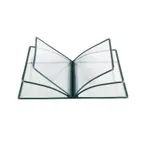 image of CAC China MCP6-911GN Menu Cover, 6-Pocket, 8½" x 11" Green Trim, Brass Corners, Double‑Sided View
