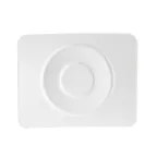 image of CAC China MDN-2 Porcelain Saucer, 5-3/4" L x 4-1/2" W x 1/2" H, White, Dishwasher Safe - 1 Dozen