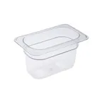 image of CAC China PCFP-N4 Polycarbonate Food Pan, 1/9-Size, 4" Deep, Clear, Non-Stick Interior