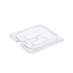 image of CAC China PCSL-SC Polycarbonate Food Pan Cover, 1/6-Size, Clear, Notched, Shatter/Scratch Resistant