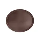 image of CAC China PDTO-2722BN Super Tray, Oval Plastic Serving Tray, 27" x 22" Brown, NSF Certified