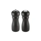 image of CAC China PMW2-S6BK Pepper Mill & Salt Shaker Set, 6" Height, Grinding Knob, Wood Body Matte - 2/Set