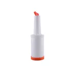 image of CAC China PRBT-1OR Pour Bottle, 1qt, 3 3/4", with Spout & Lid, Orange Food-Grade Plastic