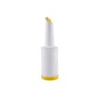 image of CAC China PRBT-1YL Pour Bottle with Spout and Lid, 1 Quart (32 oz), 3 3/4" Yellow, Complete Unit