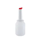 image of CAC China PRBT-2OR Pour Bottle, 5" 2 Quart (64 oz) Orange, Includes Spout and Lid